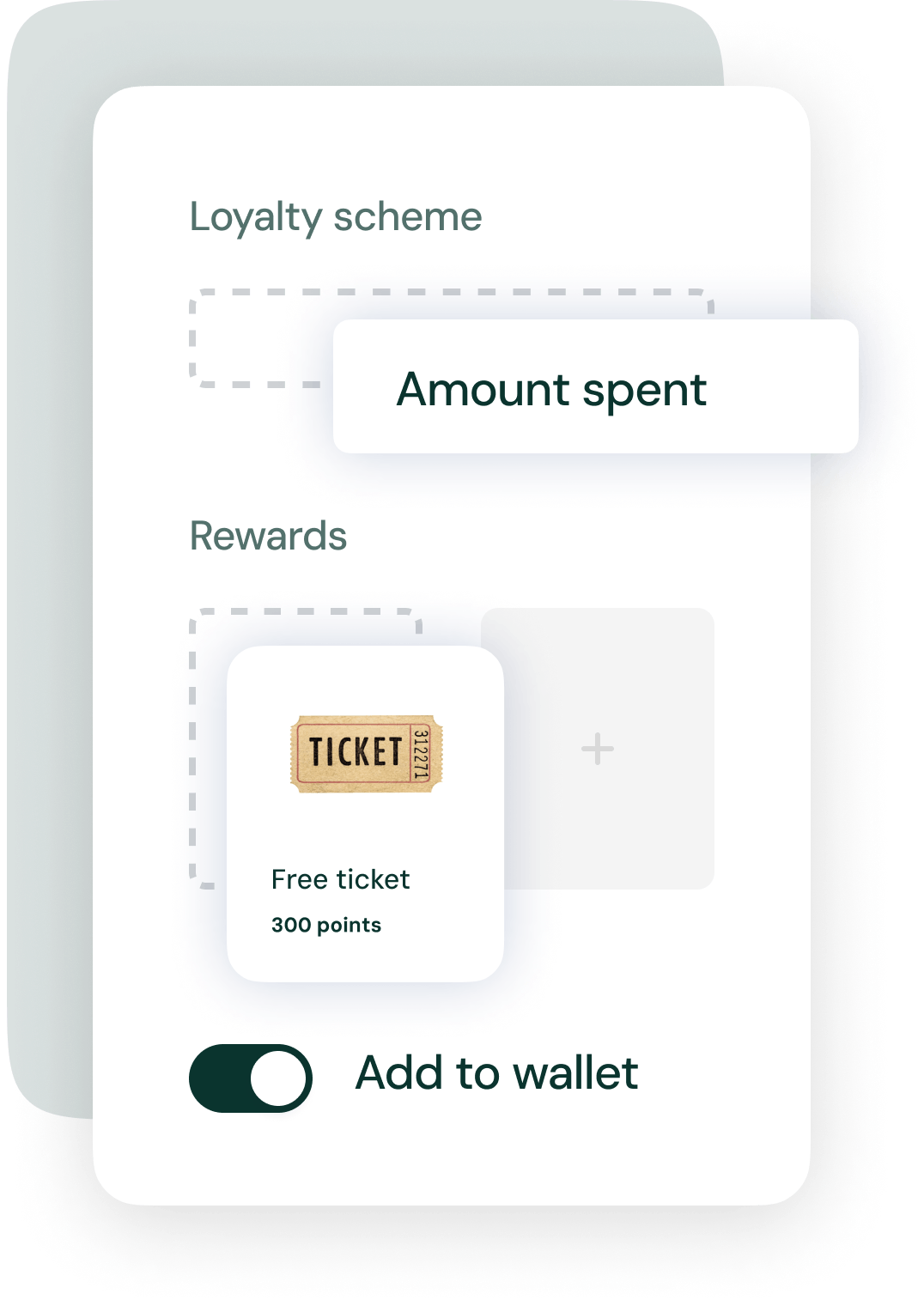 Screenshot of a flexible digital loyalty program on a green background