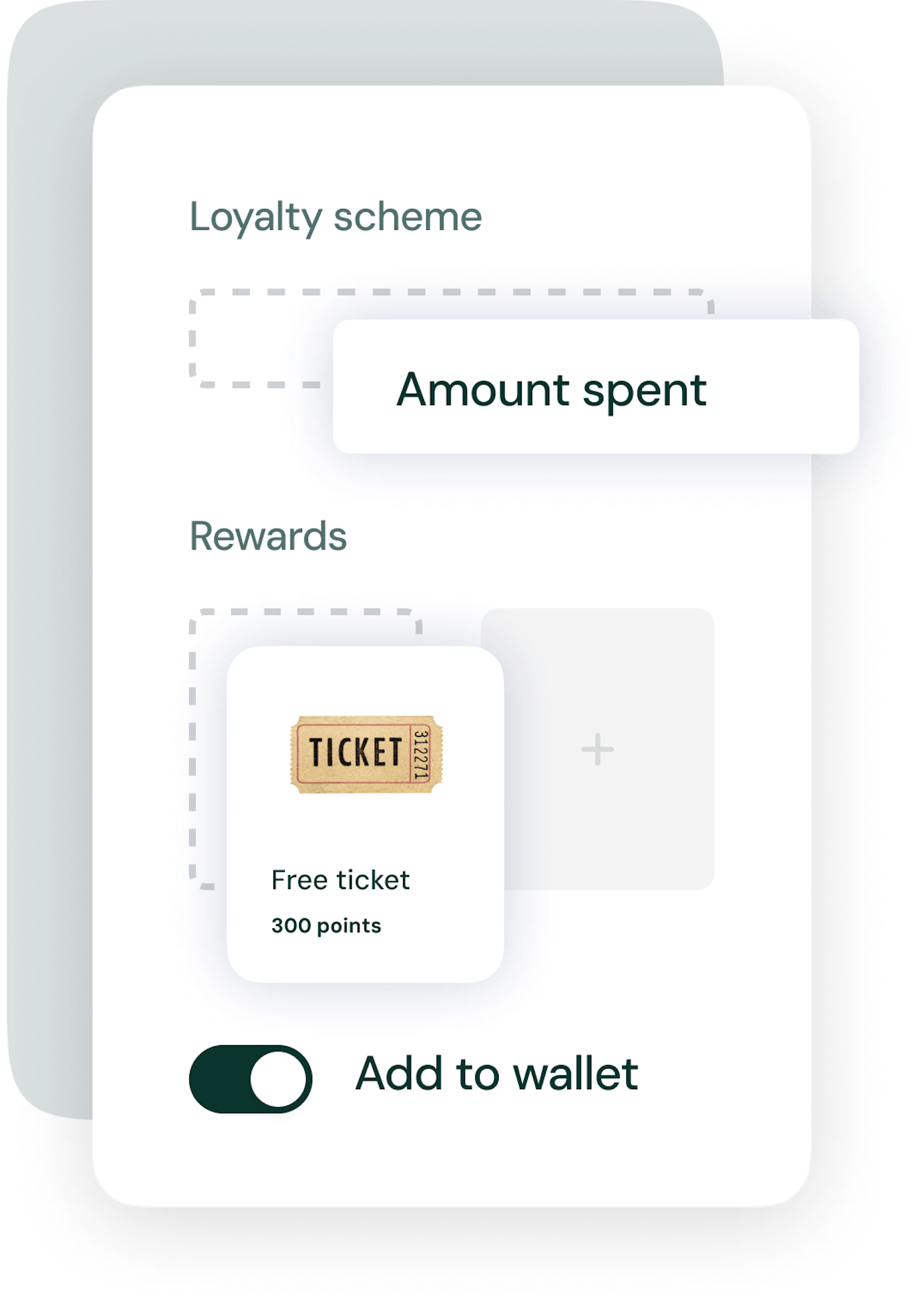 Screenshot of a flexible digital loyalty program on a green background