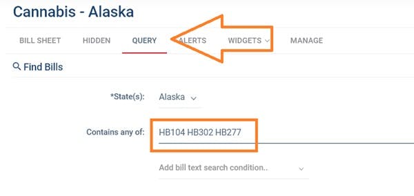 Adding bills in the search box on the query tab