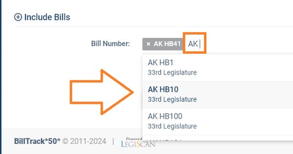 Adding bills on the query tab