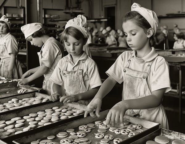 Girls making cookies