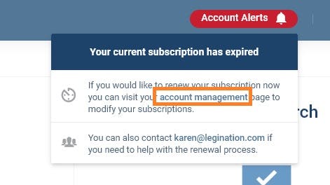 The renew notice if your account has expired