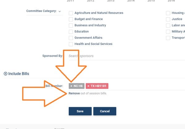 Remove out of session bills