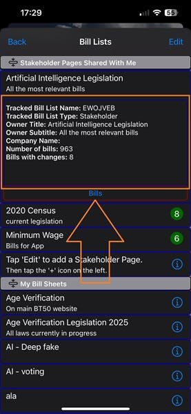 The stakeholder page screen