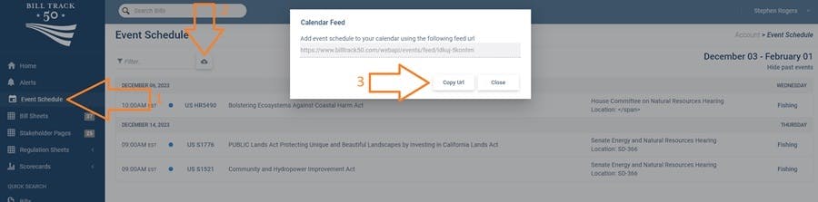 How to copy the calendar feed