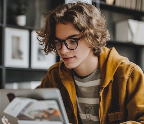 Teenager on a computer