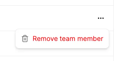 The Remove team member action on an accepted member's row