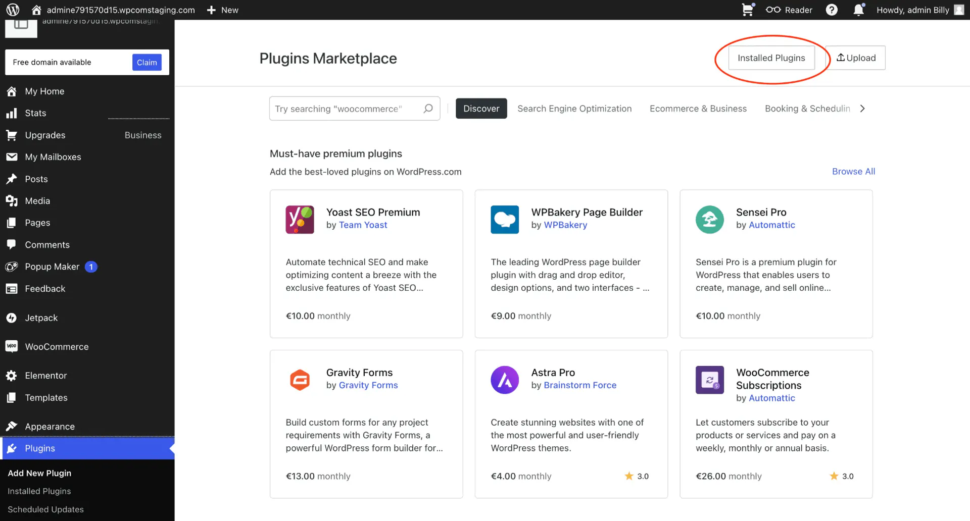 The WordPress page list showing the Edit with Elementor option