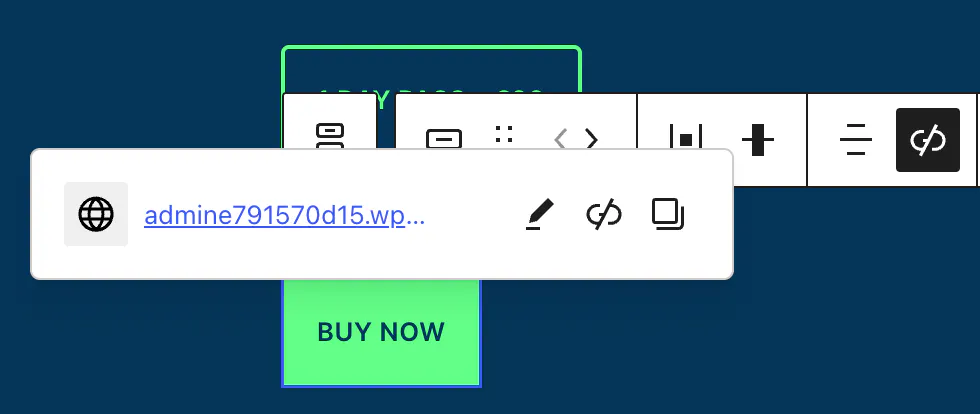 Le champ de lien WordPress dans lequel saisir l'URL de la page du widget