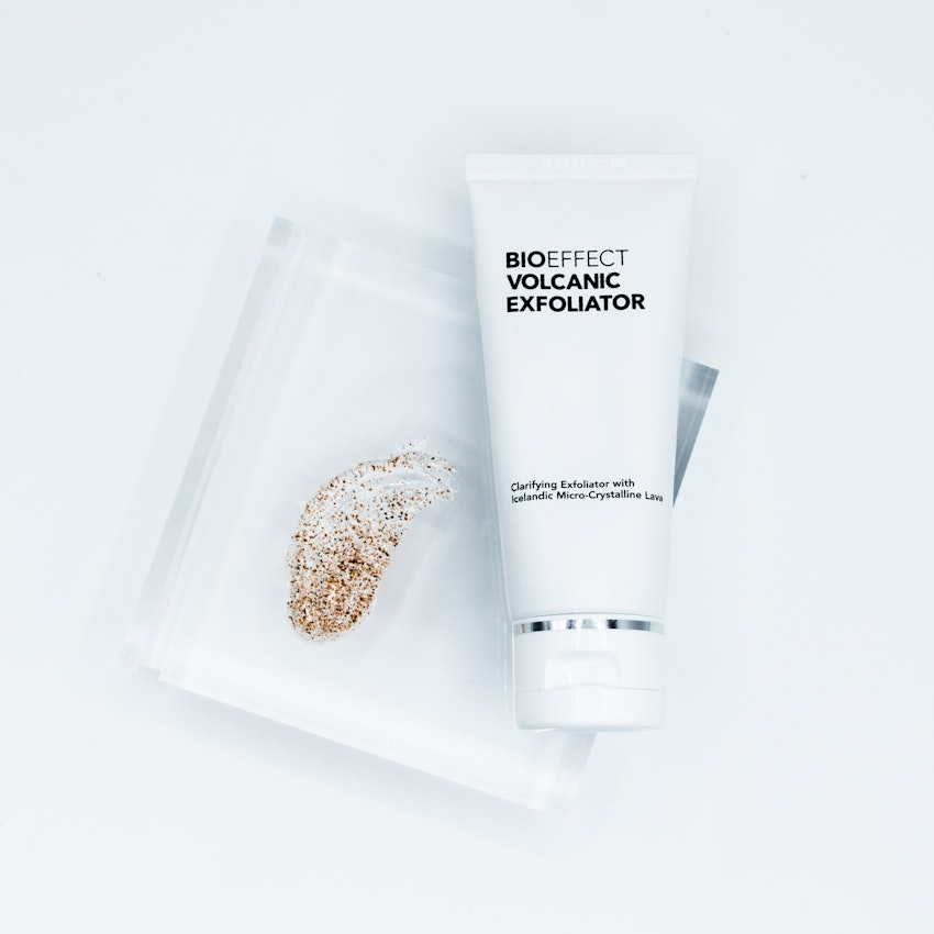 Clarifying BIOEFFECT Volcanic Exfoliator with Crystalline Lava to Smooth Your Skin.