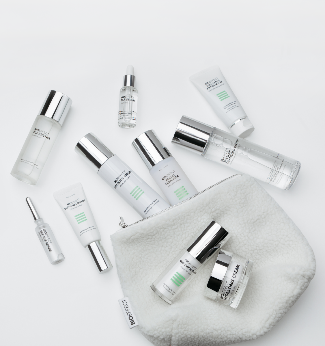 A selection of products and a teddy bag.