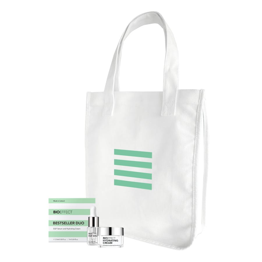 Bioeffect kaupaukinn á Tax Free er taupoki og bestseller duo