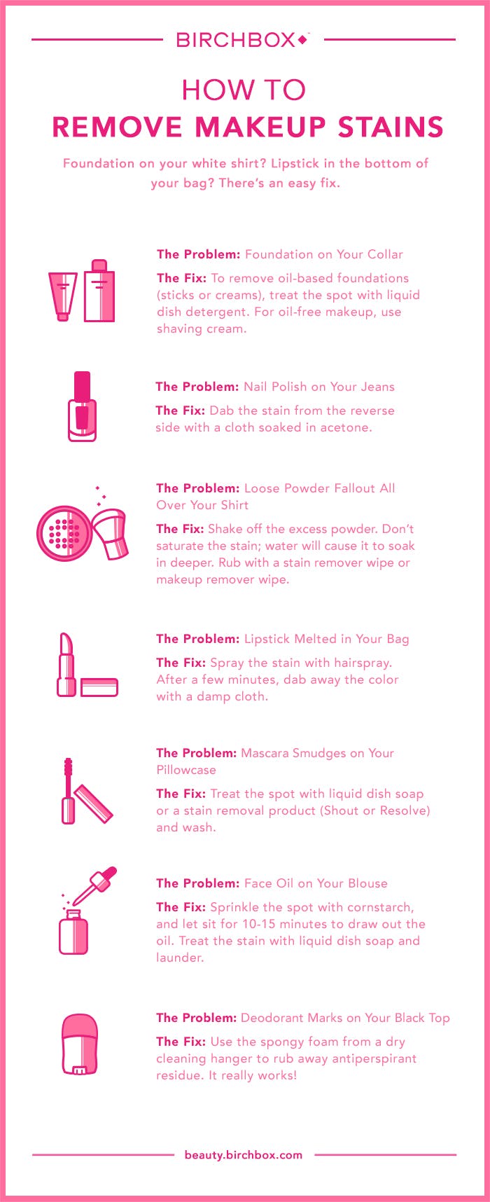 stewardesse Diskret Maleri How to Get Rid of Every Type of Makeup Stain | Birchbox Mag