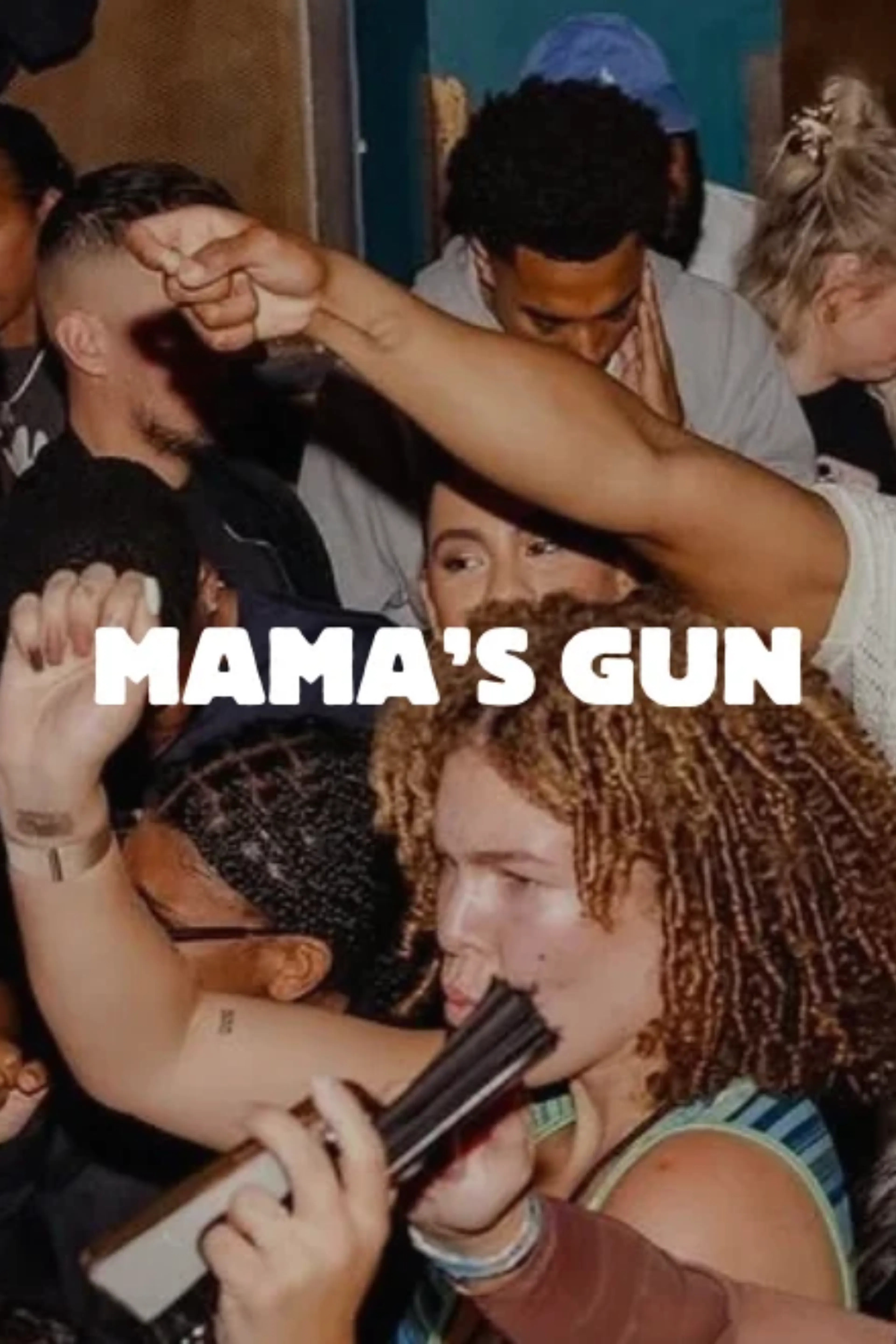 Mama's Gun banner photo with dancing people on the background - mobile version