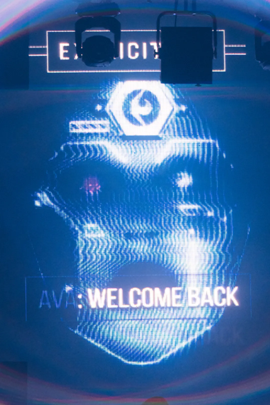 Explicit: Bass on the block stage visuals of an AI robot