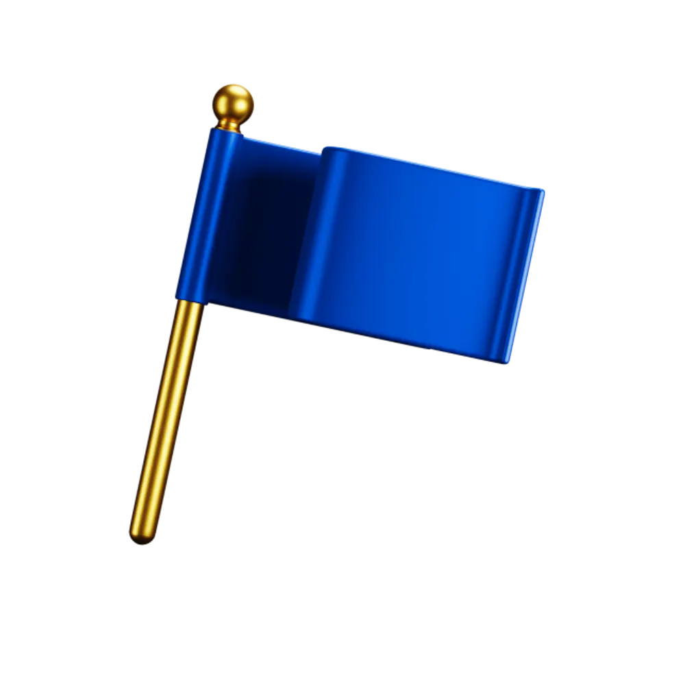 Icon of a blue flag with gold pole.