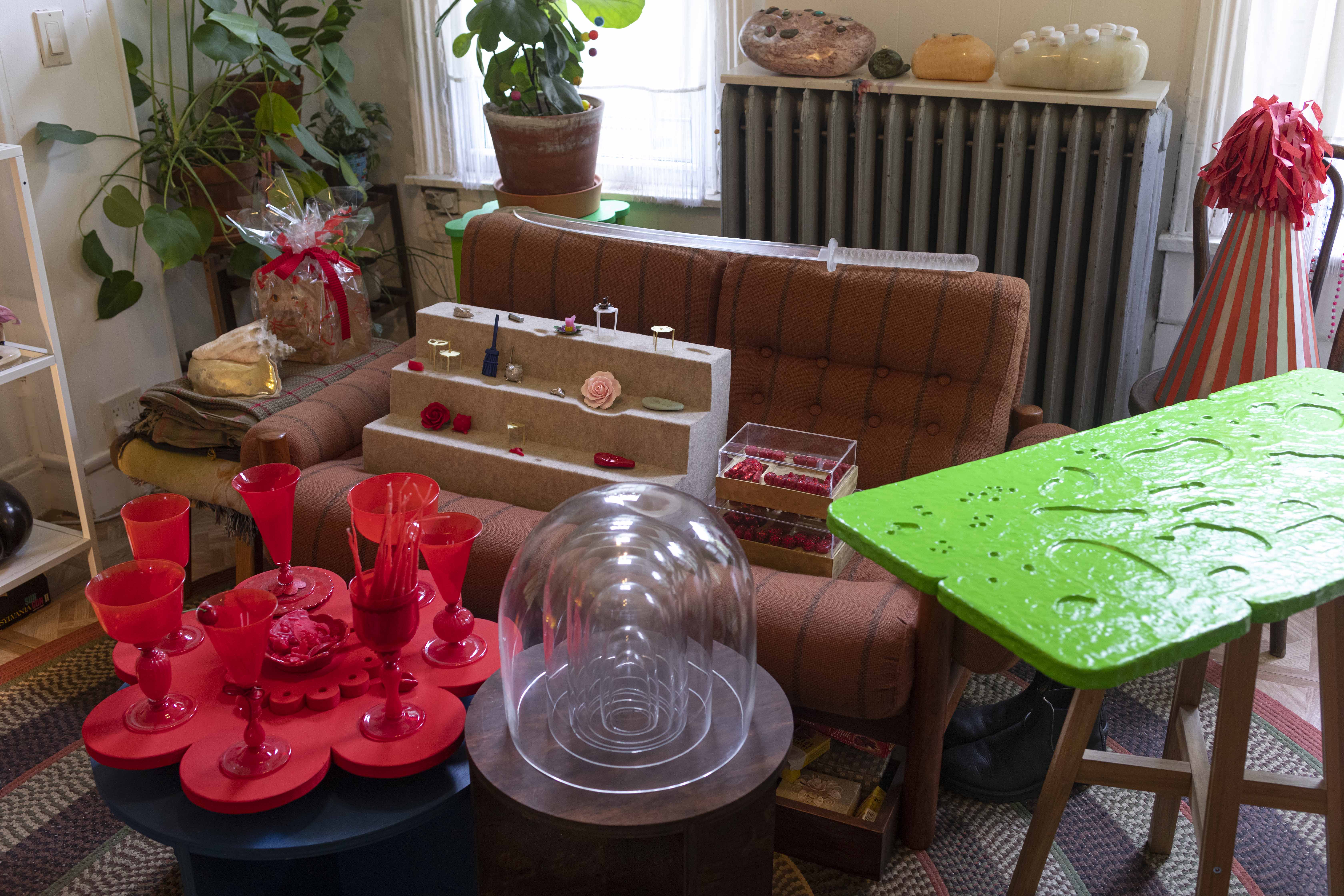 Image caption: In progress sculptures gathered in Milner's apartment in Brooklyn, NY.