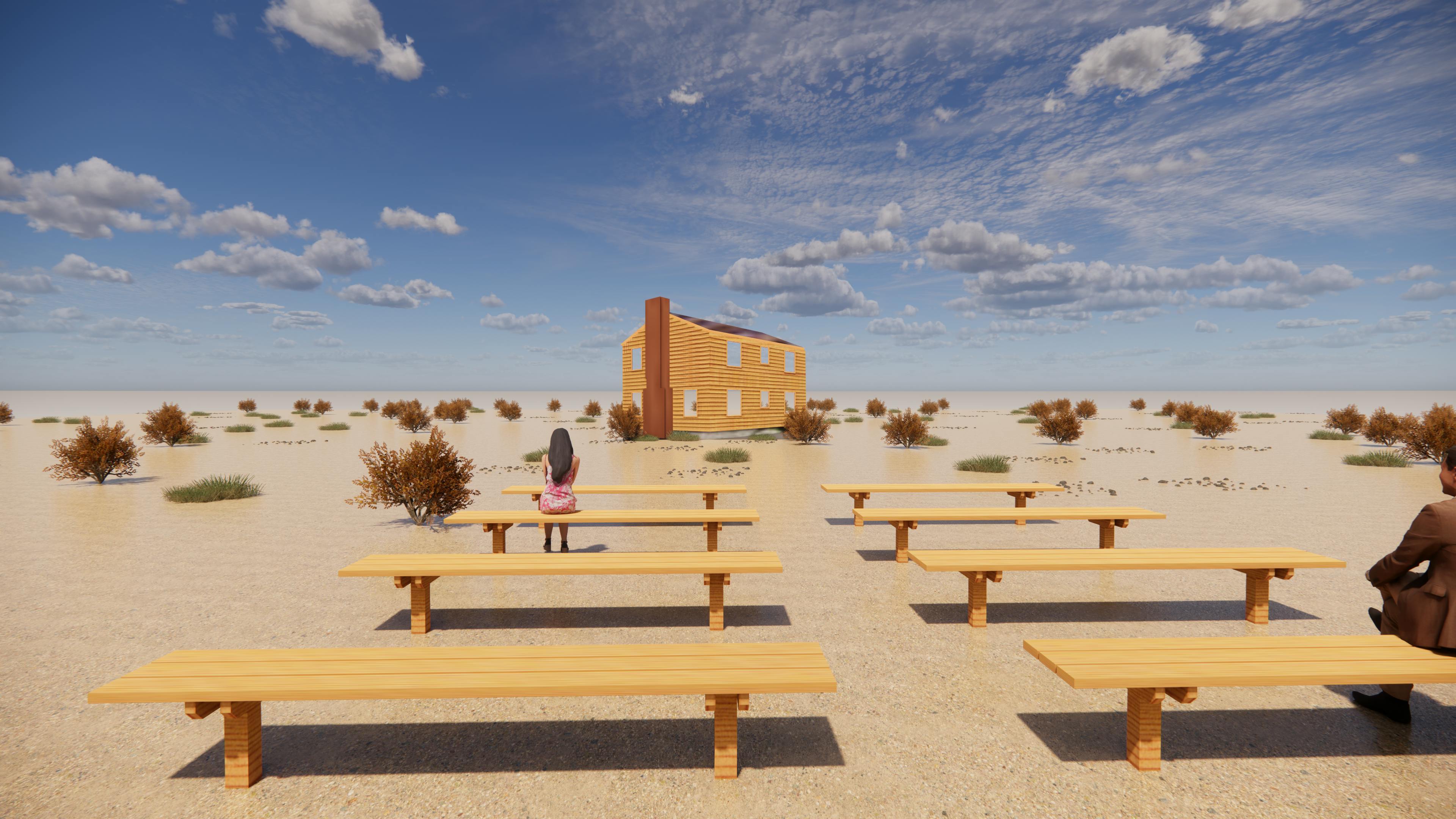 Whitney Lynn, Atomic Open House (concept rendering), 2024. Courtesy the artist and Black Cube Nomadic Art Museum.