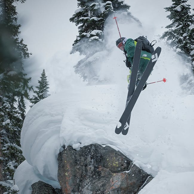 Black Diamond athlete Parker Costain Skiing in the backcountry on Black Diamond Skis.