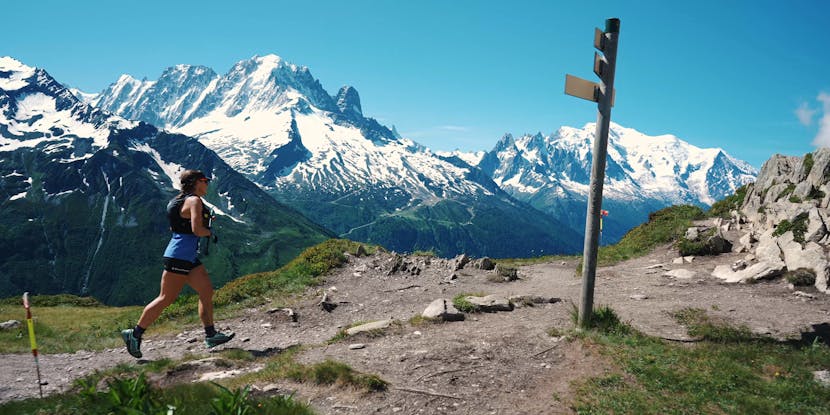Black Diamond athlete Hillary Gerardi running the 90k du Mont Blanc