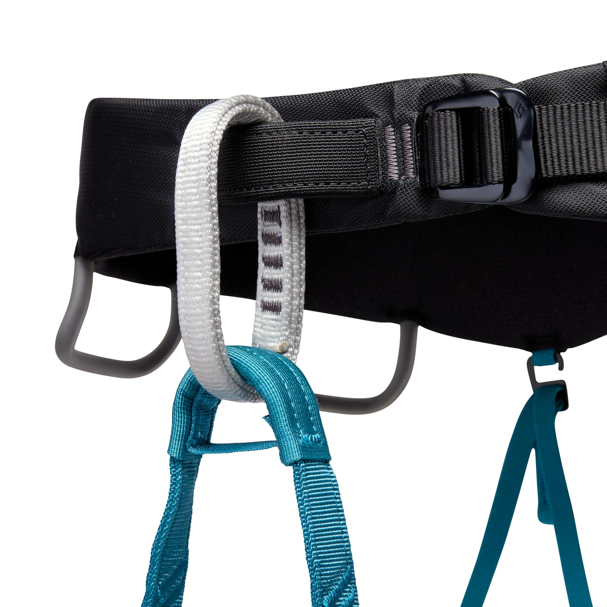A close up of the belay loop on the Women's Momentum Harness