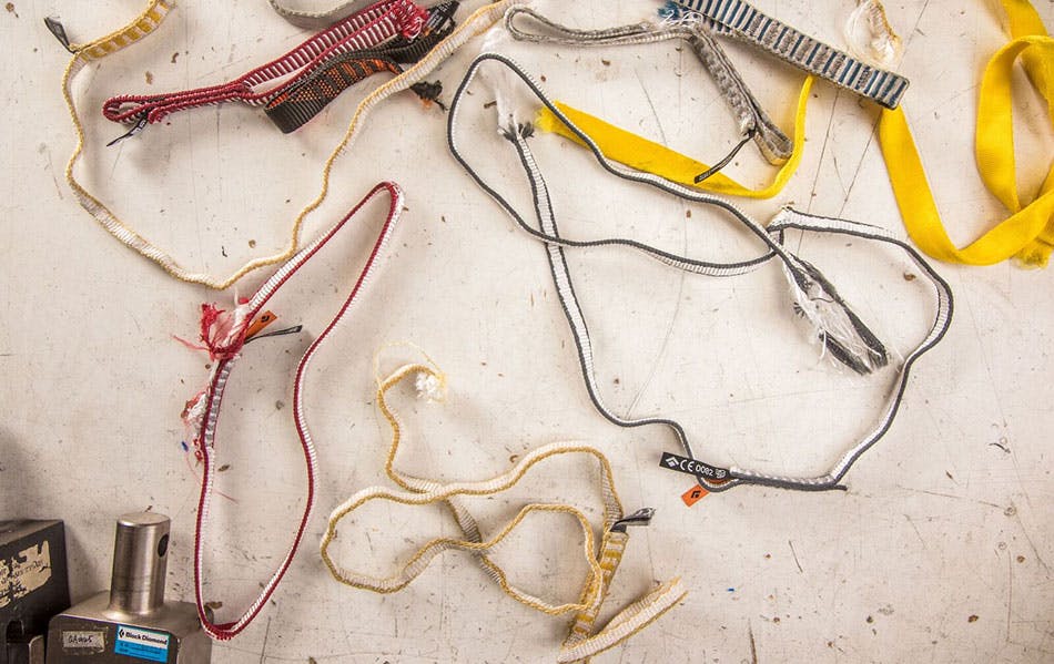 slings laid out that were tested