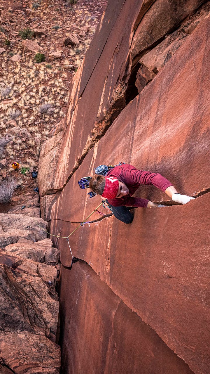 Black Diamond Athlete Babsi Zangerl climbing in Utah.