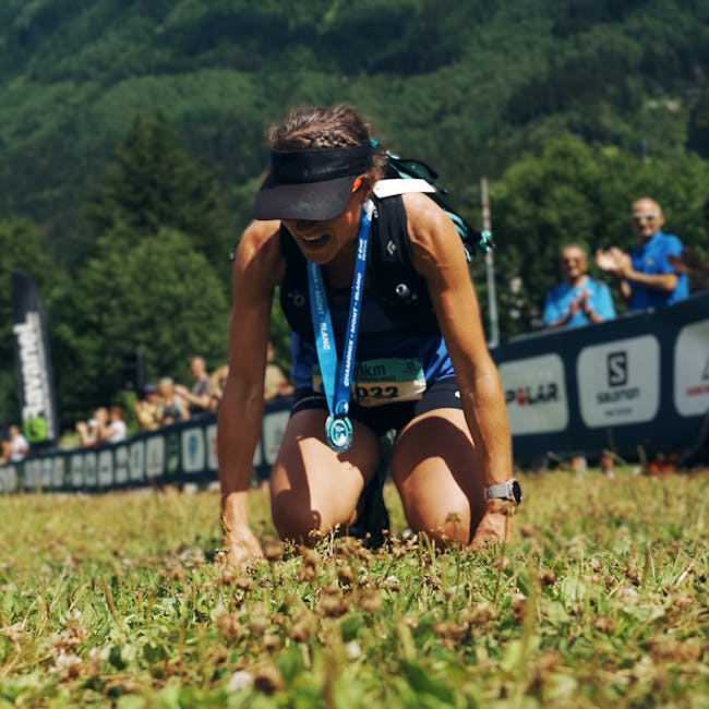 Black Diamond athlete Hillary Gerardi at the Mont Blanc finish
