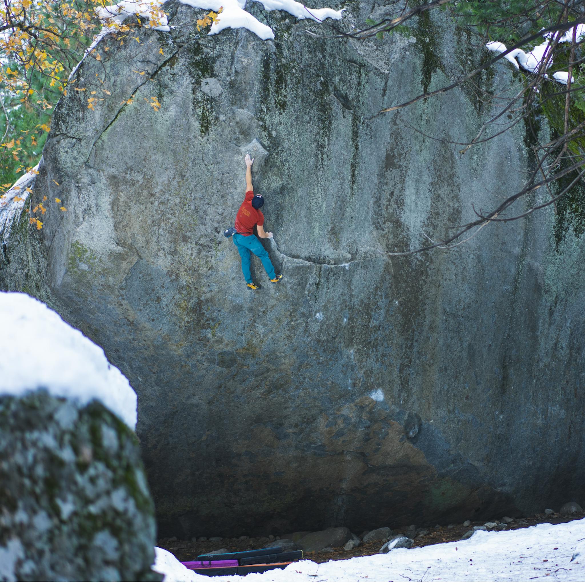 Black Diamond Athlete Carlo Traversi climbing in the Notion Pants.