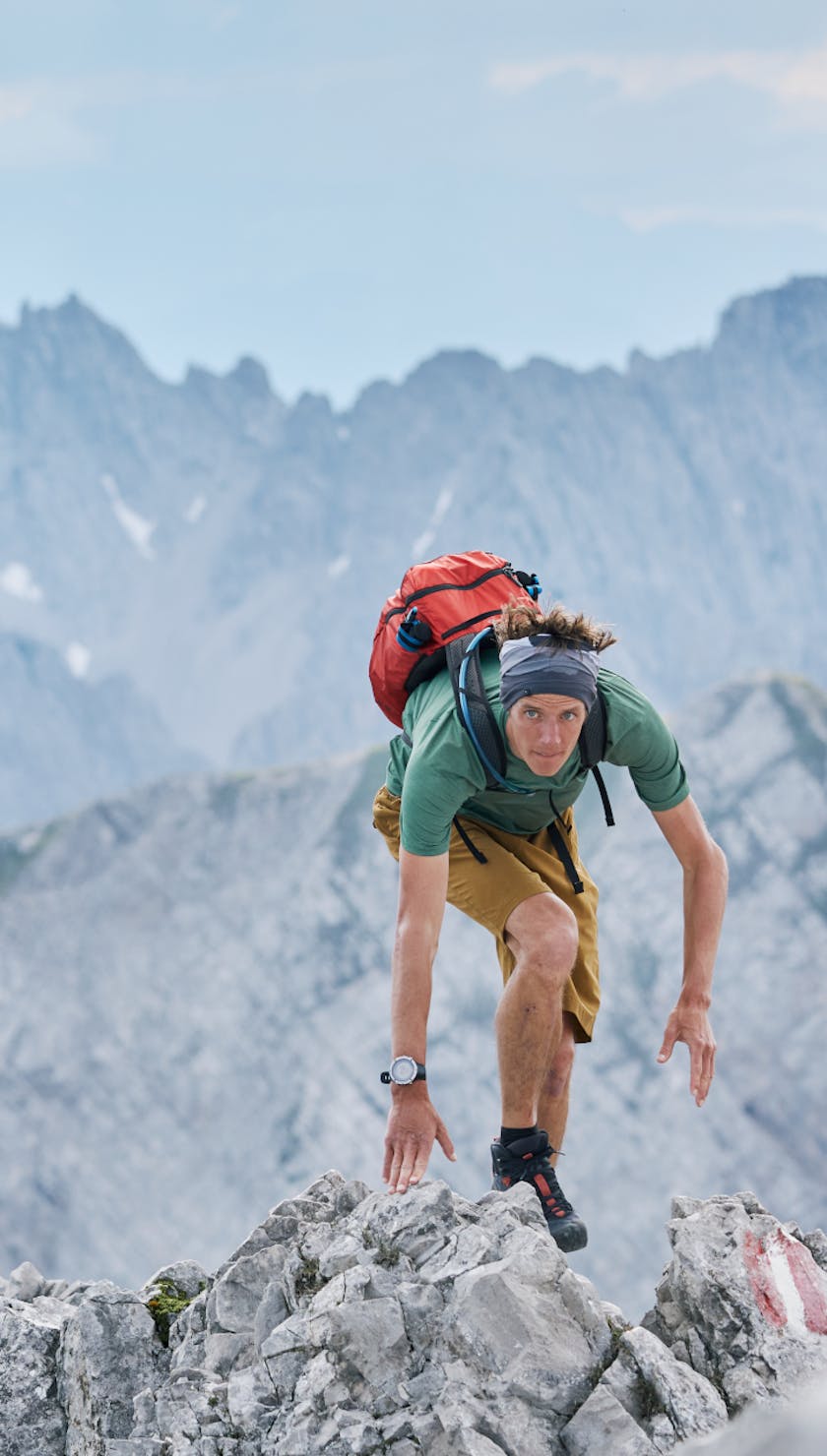 Black Diamond Employee Remco Graas on the Nordkette Traverse.