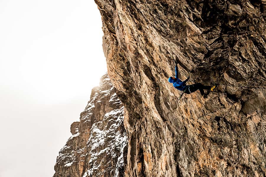 Kyle Dempster mixed climbing near Ouray, Colorado.