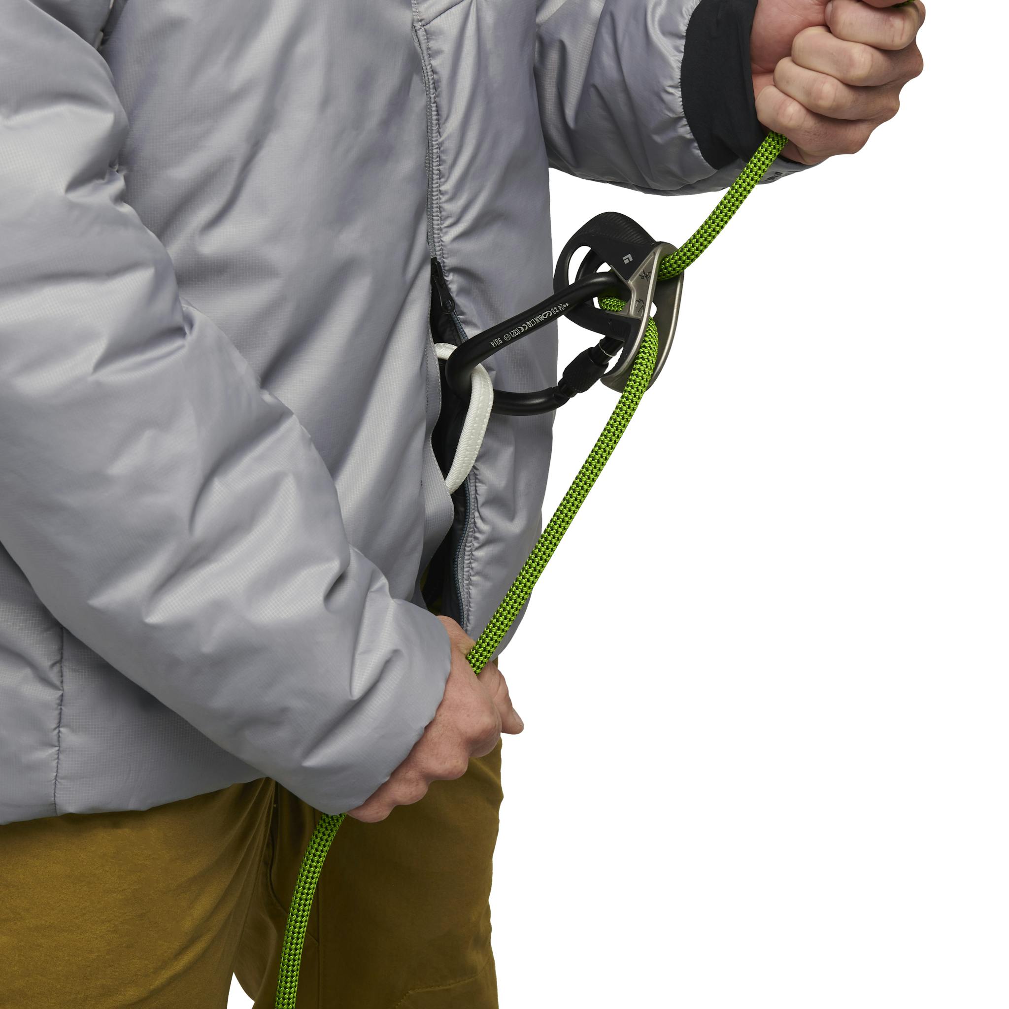 Two-way belay device friendly YKK® front zipper with DWR treatment and windflap