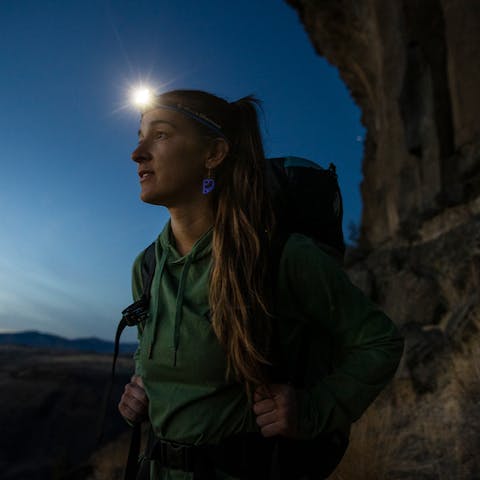 A BD Headlamp in the night sky.