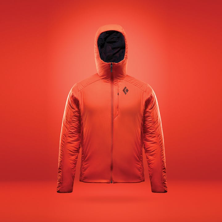 The Black Diamond First Light Hoody in Octane with a octane background. 