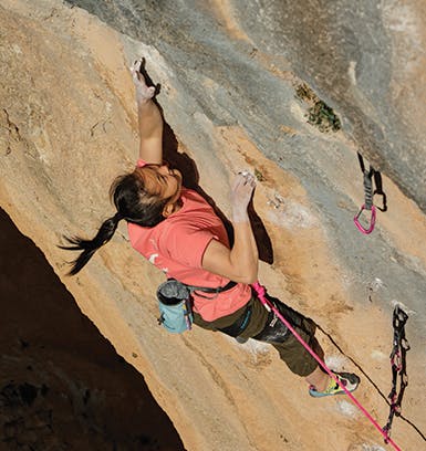 Black Diamond athlete Chae-hyun Seo climbing La Rambla, 5.15a.