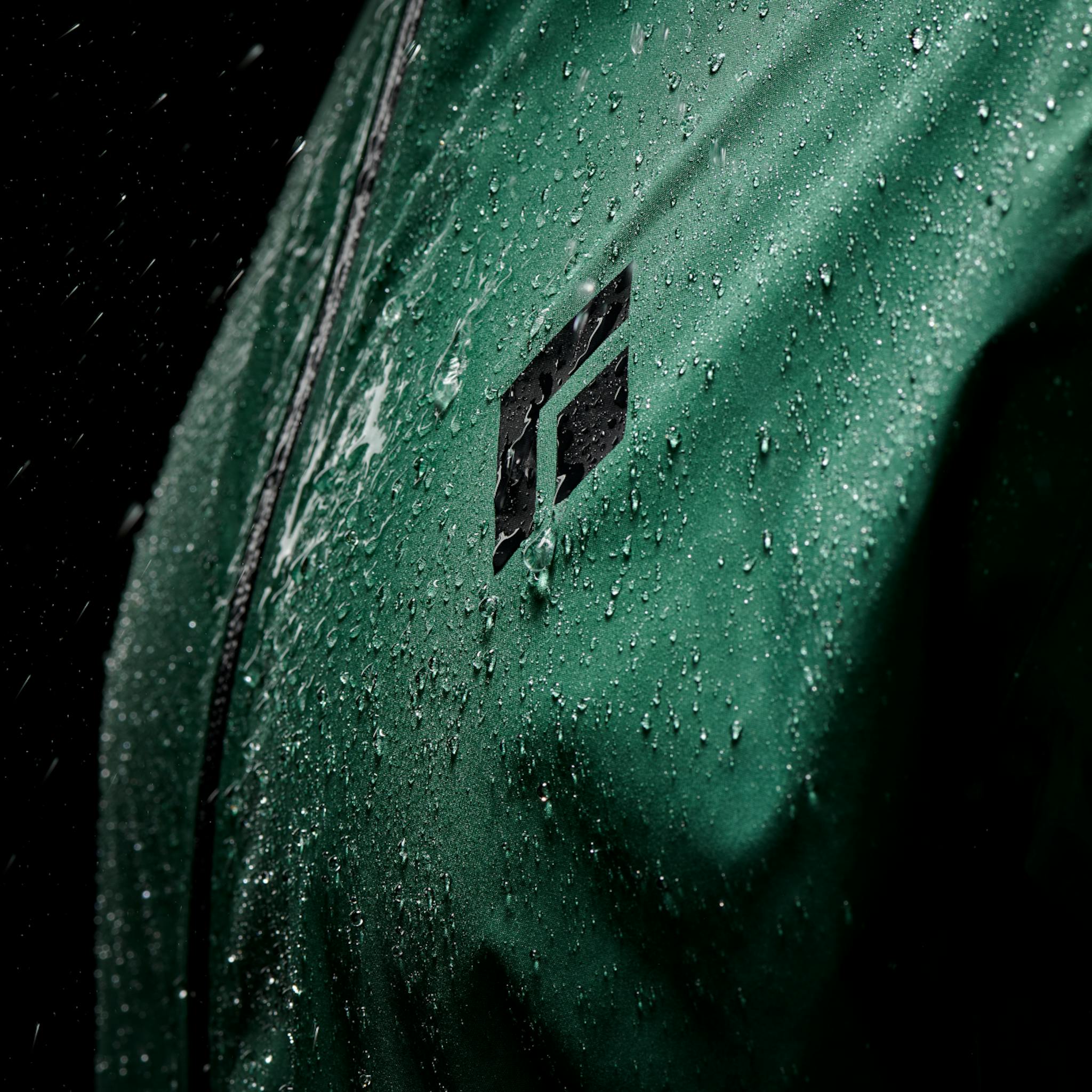 A studio shot of the Stormline Shell while wet.