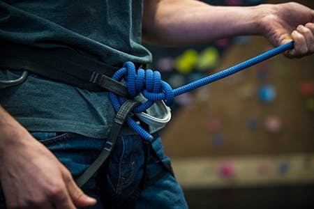 climber tied in to his harness