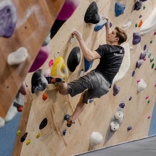 BD Athlete Colin Duffy climbing indoors