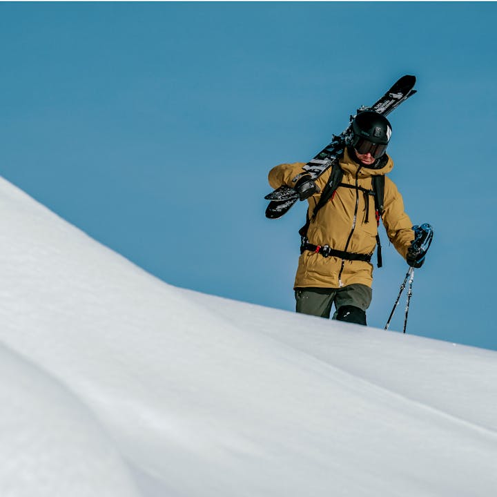 Black Diamond Athlete Tobin Seagel boot packing with the Impulse 112 ski.