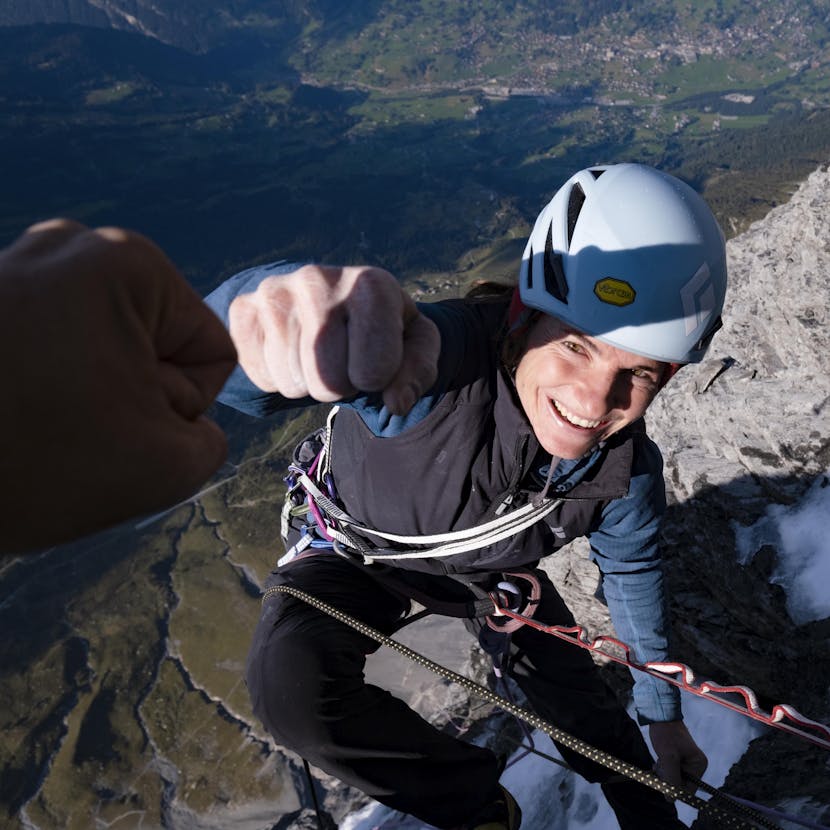 Black Diamond athlete Babsi Zangerl celebrating her big wall send