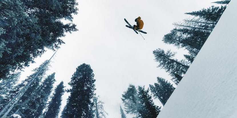 Black Diamond Athlete Parkin Costain skiing in the backcountry.