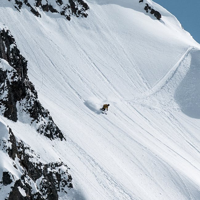 Black Diamond Athlete Tobin Seagel riding a line in British Columbia, Canada.