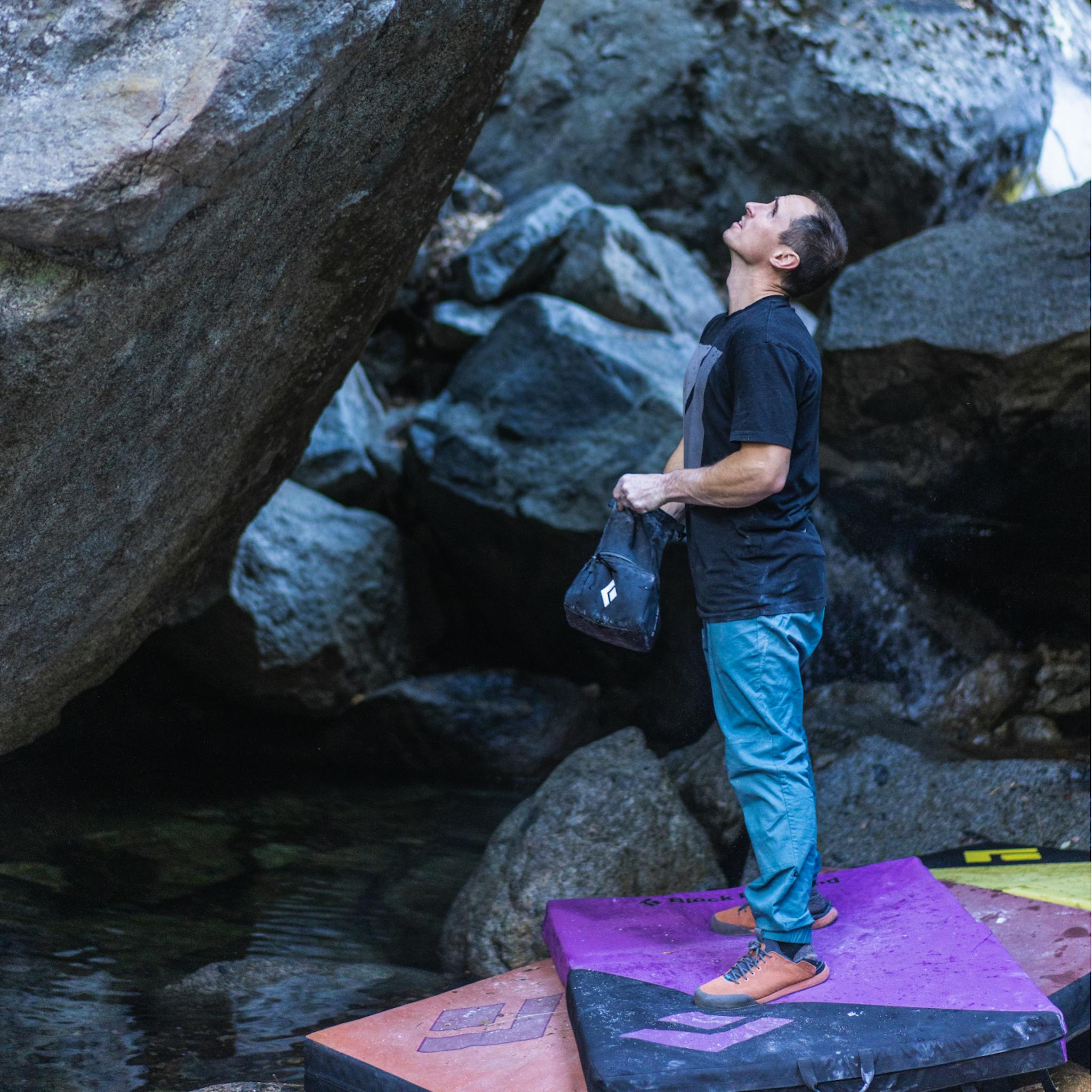 Black Diamond Athlete Carlo Traversi wearing the Notion Pants.