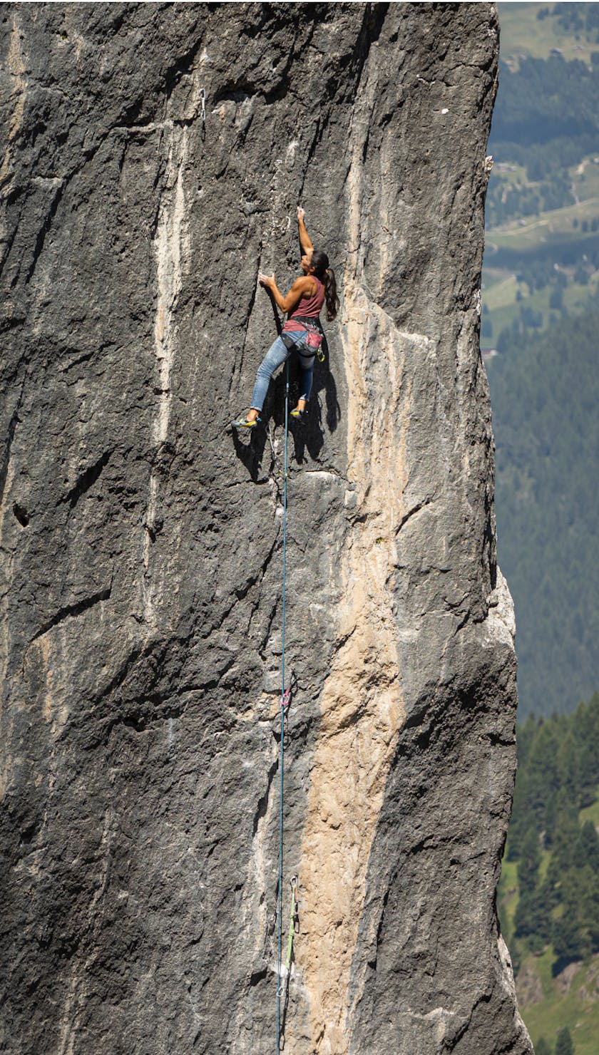 Black Diamond Athlete Daila Ojeda climbing in the Dolomites. 