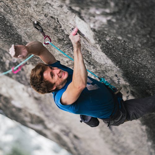 Black Diamond Athlete Seb Bouin sport climbing outside