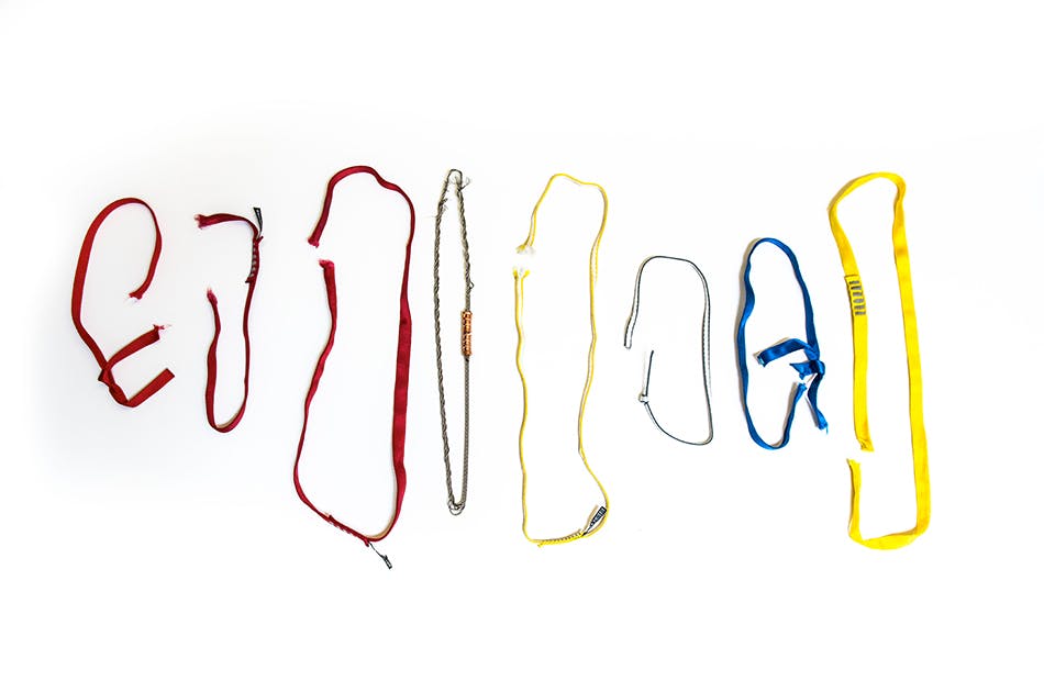 slings laid out that were tested