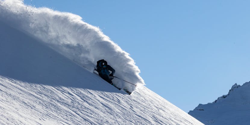 Black Diamond athlete Mike Barney skiing in the Recon LT shell and Ski pants.