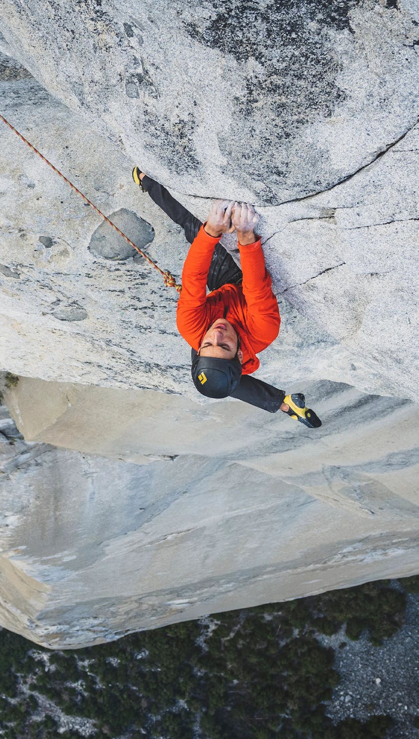 Black Diamond athlete Connor Herson climbing in Yosemite, CA.