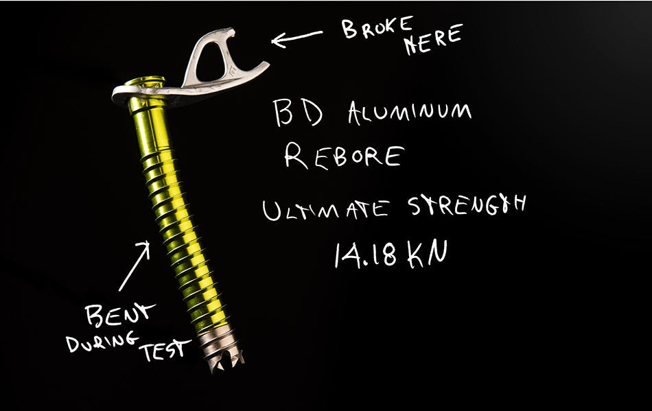 ice screw observation after being tested
