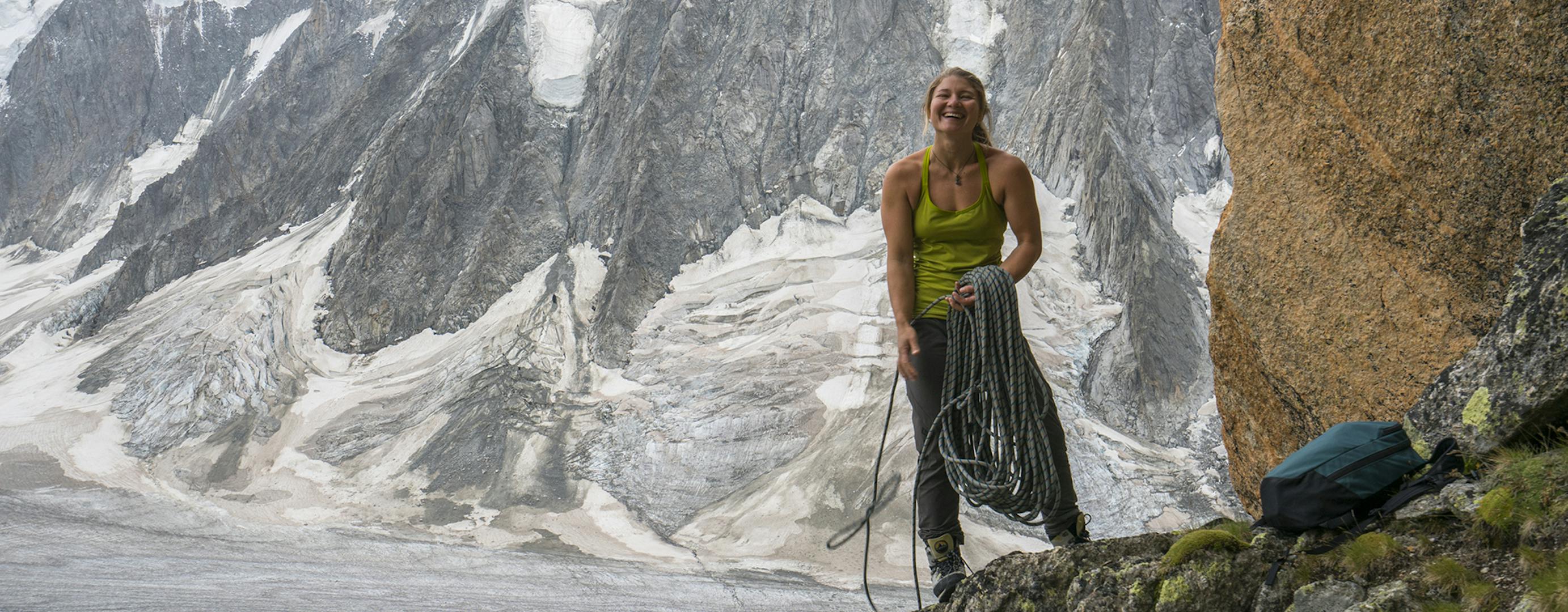 Hazel Findlay with climbing rope